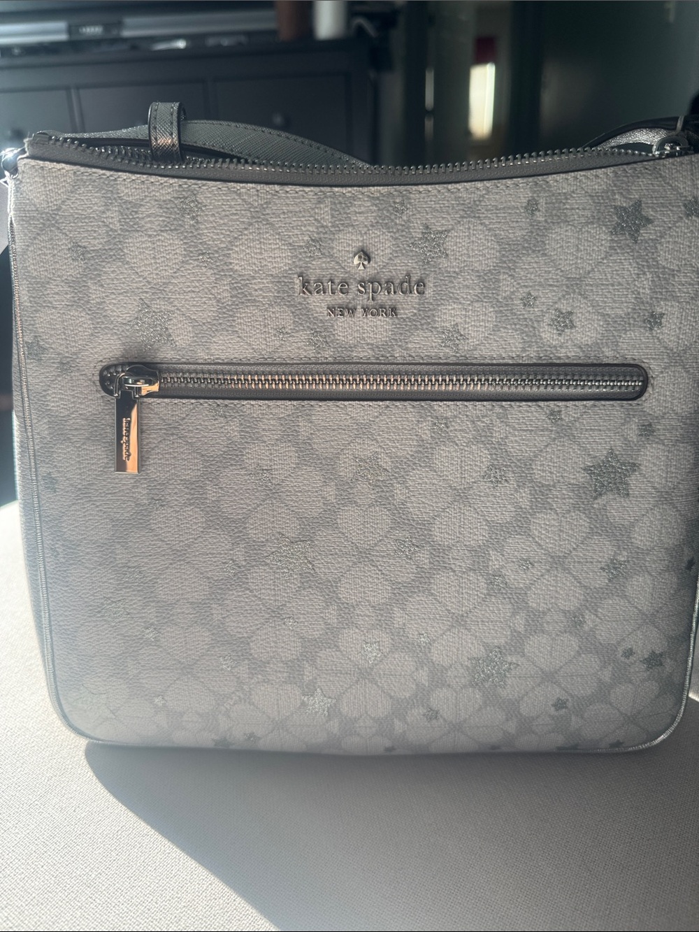 kate spade Silver Gray Floral Crossbody Bag